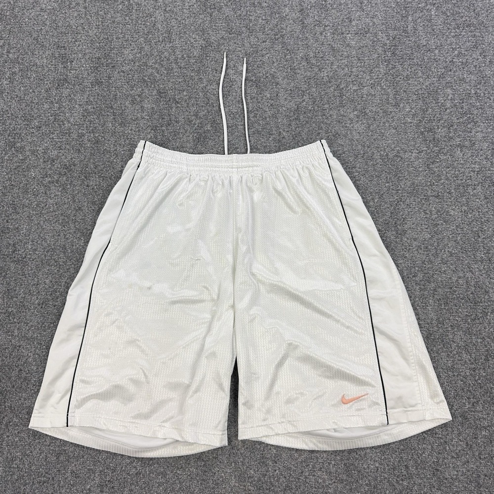 Nike Basketball Shorts Mens 2XL White Mesh Lined 12 Inseam Athletic Gym